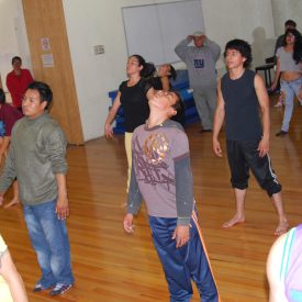 Fotografía de la clase magistral Experimental impartida por el Vanessa Moya el 29 de mayo de 2015 como parte del encuentro internacional Danza Urbana Generación Hip Hop llevado a cabo en el Centro Nacional de las Artes.