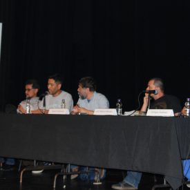 Fotografía de la mesa redonda "Narrativas del Hip Hop" que se llevó a cabo el 29 de mayo de 2015 como parte del encuentro internacional Danza Urbana Generación Hip Hop realizado en el Centro Nacional de las Artes.