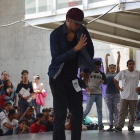 Fotografía de la Batalla Popping, en el encuentro internacional Danza Urbana Generación Hip Hop llevado a cabo en el Centro Nacional de las Artes del 27 al 29 de mayo de 2016.