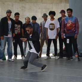Fotografía de la Batalla Popping, en el encuentro internacional Danza Urbana Generación Hip Hop llevado a cabo en el Centro Nacional de las Artes del 27 al 29 de mayo de 2016.