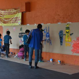 Fotografía del Taller de Grafiti para niños y niñas que formó parte del encuentro internacional Danza Urbana Generación Hip Hop llevado a cabo en el Centro Nacional de las Artes del 27 al 29 de mayo de 2016.