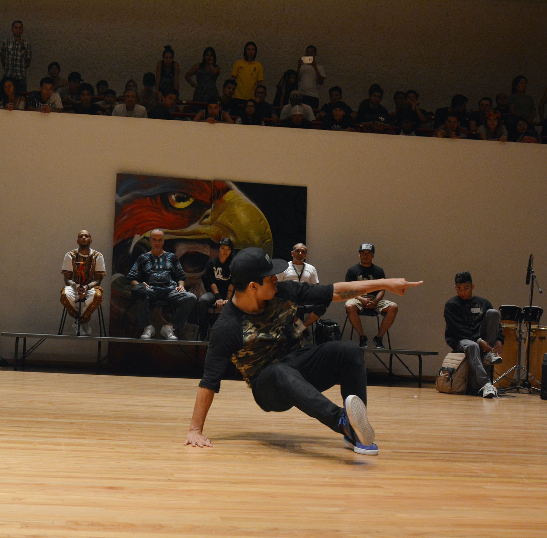 Fotografía de la batalla final 7 to smoke en el encuentro internacional Danza Urbana Generación Hip Hop llevado a cabo en el Centro Nacional de las Artes del 27 al 29 de mayo de 2016.