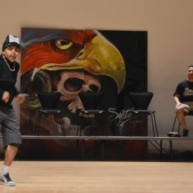 Fotografía de la batalla final 7 to smoke en el encuentro internacional Danza Urbana Generación Hip Hop llevado a cabo en el Centro Nacional de las Artes del 27 al 29 de mayo de 2016.