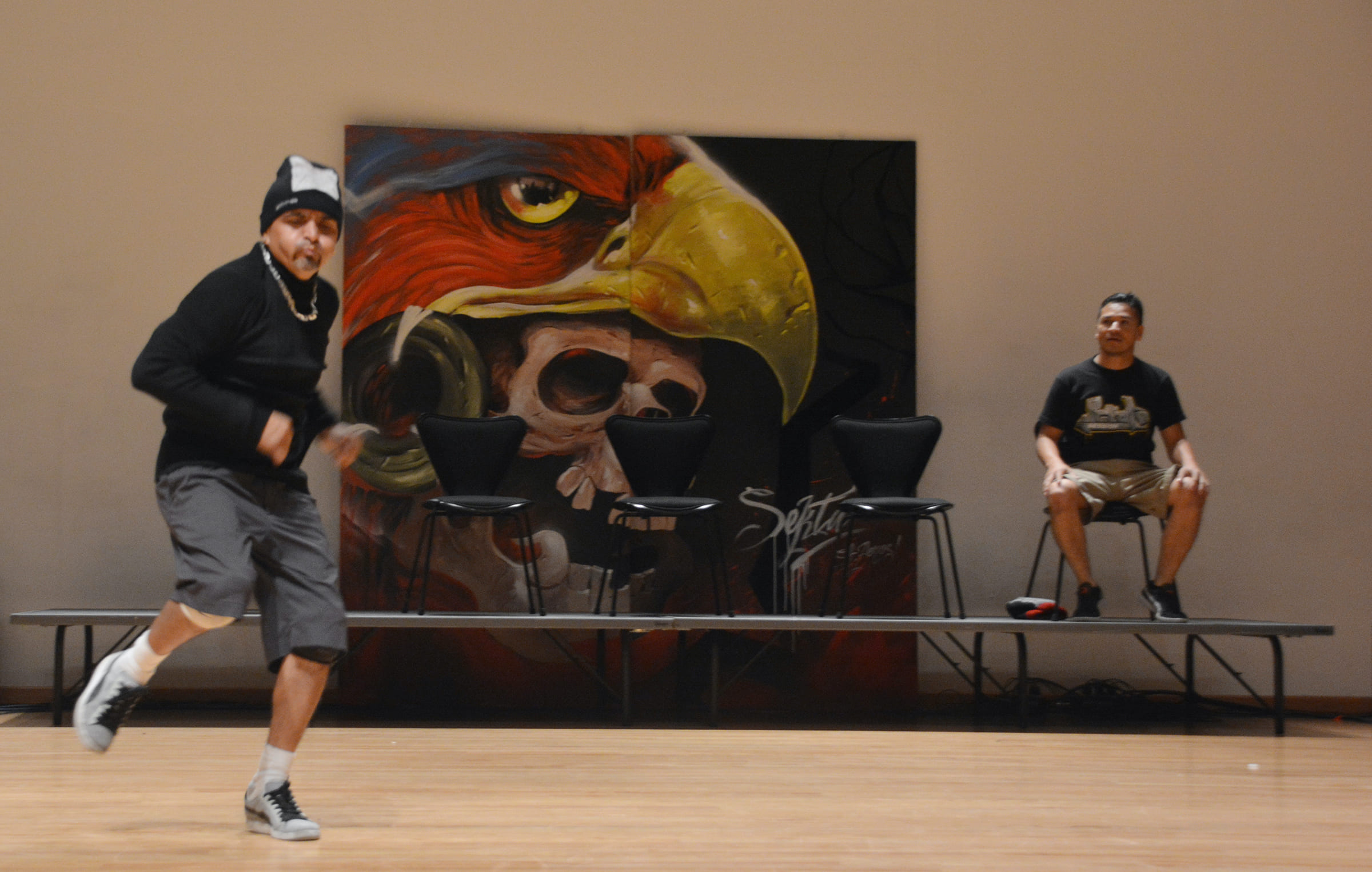 Fotografía de la batalla final 7 to smoke en el encuentro internacional Danza Urbana Generación Hip Hop llevado a cabo en el Centro Nacional de las Artes del 27 al 29 de mayo de 2016.