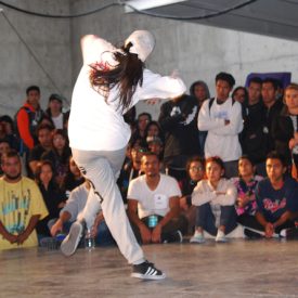 Fotografía de la Batalla House que se llevó a cabo el 30 de mayo de 2015 como parte del encuentro internacional Danza Urbana Generación Hip Hop realizado en el Centro Nacional de las Artes.