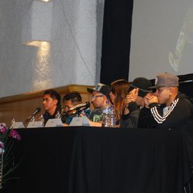 Fotografía de la mesa redonda “El Breaking en México: retos y perspectivas” que se llevó a cabo el 30 de mayo de 2015 como parte del encuentro internacional Danza Urbana Generación Hip Hop realizado en el Centro Nacional de las Artes.