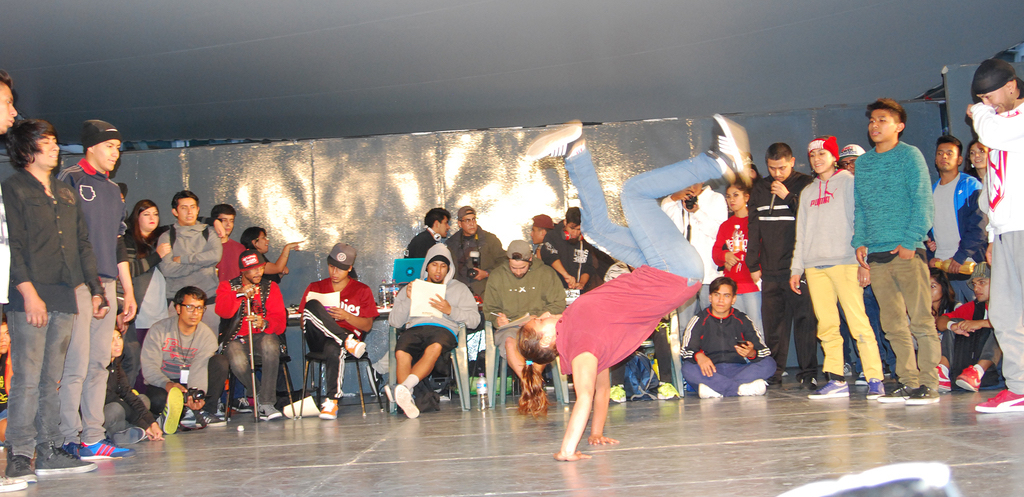 Fotografía de la Batalla Crew vs. Crew que se llevó a cabo el 30 de mayo de 2015 como parte del encuentro internacional Danza Urbana Generación Hip Hop realizado en el Centro Nacional de las Artes.