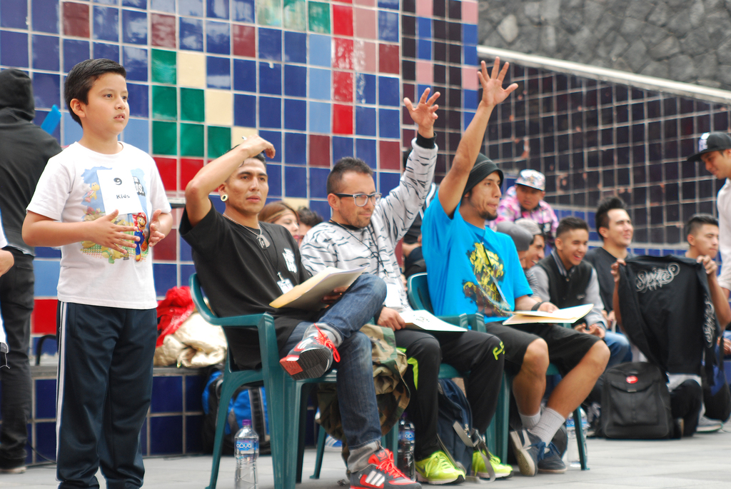 Fotografía de la Batalla Kids que se llevó a cabo el 30 de mayo de 2015 como parte del encuentro internacional Danza Urbana Generación Hip Hop realizado en el Centro Nacional de las Artes.