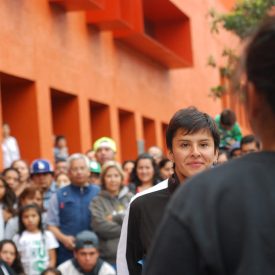 Fotografía de la "Batalla B-girls" que se llevó a cabo el 31 de mayo de 2015 como parte del encuentro internacional Danza Urbana Generación Hip Hop realizado en el Centro Nacional de las Artes.