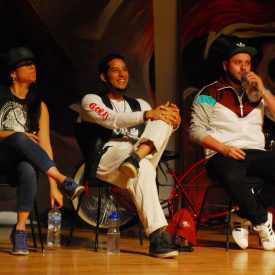 Fotografía de la "Batalla Experimental (Grand Slam Jam)" que se llevó a cabo el 31 de mayo de 2015 como parte del encuentro internacional Danza Urbana Generación Hip Hop realizado en el Centro Nacional de las Artes.