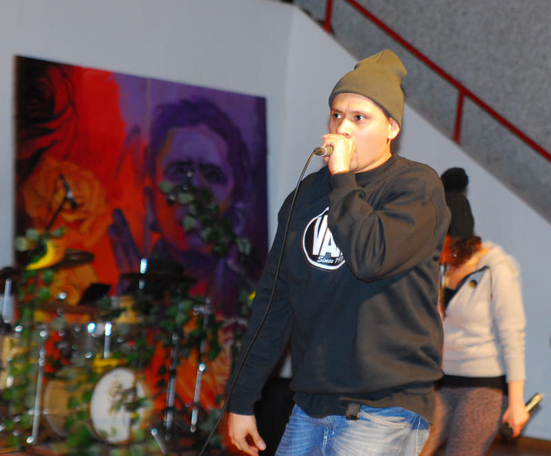 Fotografía de la presentación "Rap en vivo (Grand Slam Jam)" que se llevó a cabo el 31 de mayo de 2015 como parte del encuentro internacional Danza Urbana Generación Hip Hop realizado en el Centro Nacional de las Artes.